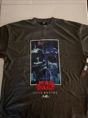 Civil Regime Collab with Star Wars Black Tee with Blue Graphic and Red Logo